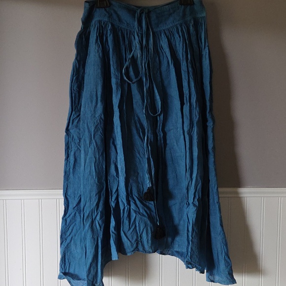 Tabrik Indigo-Dyed Gathered Skirt - Picture 4 of 8
